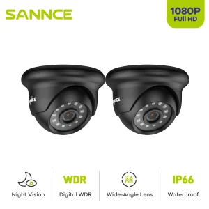 SANNCE 2pcs AHD 1080P HD 2.0MP CCTV Security Cameras